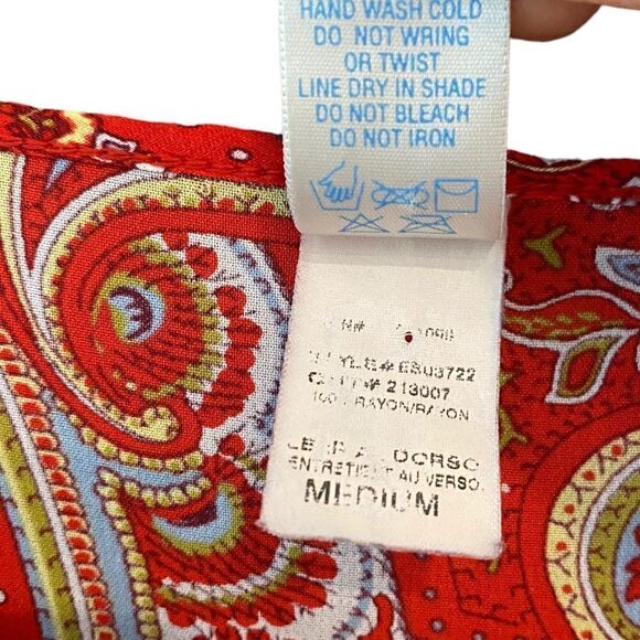 Baja Blue Sz M Orange Paisley Flowy Flared Sleeves Summer Beach Swim Cover - Picture 6 of 6